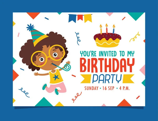 Cute Colorful Birthday Card Template — 스톡 벡터