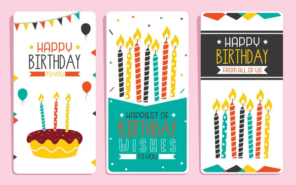 Cute Colorful Birthday Card Template — 스톡 벡터