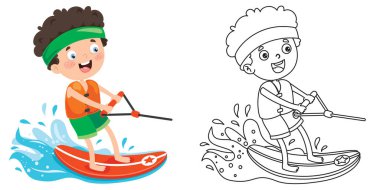 Çocuk Boyama Sayfası için Çizgi Sanat Çizimi