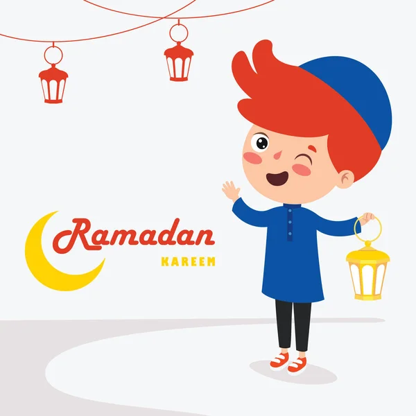 Hand Drawn Illustration Ramadan Kareem Islamic Culture — 스톡 벡터