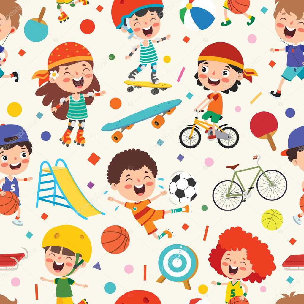 Seamless Pattern Design With  Cartoon Character