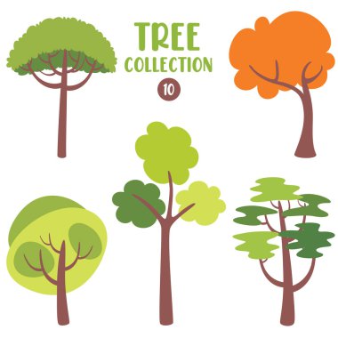 Set Of Various Flat Trees clipart