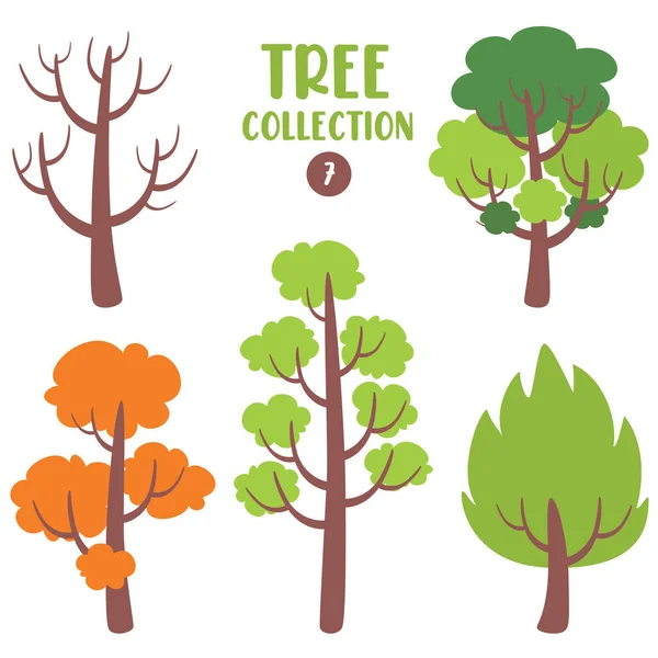 Набор Разнообразных Плоских Деревьев — стоковый вектор