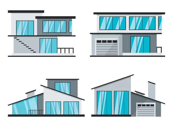 Diseño Exterior Con Edificio Plano — Vector de stock