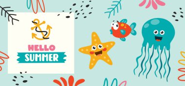 Çizgi film Karakteriyle Düz Yaz Afişi