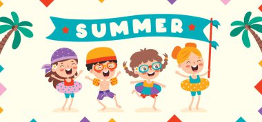 Çizgi film Karakteriyle Düz Yaz Afişi