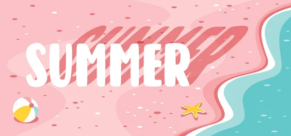 Flat Summer Banner Cartoon Character — Stock Vector