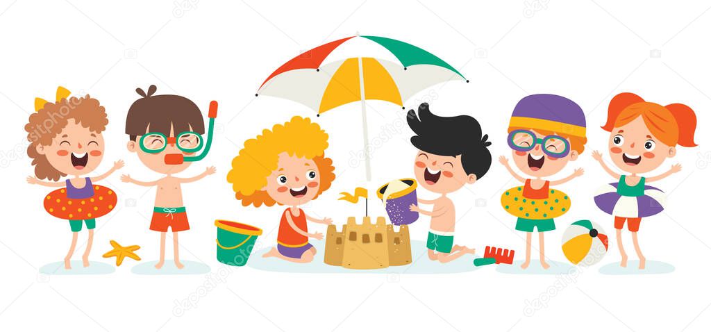 Flat Summer Banner With Cartoon Character