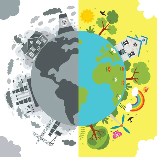 Dibujo Conceptual Contaminación Atmosférica — Archivo Imágenes Vectoriales