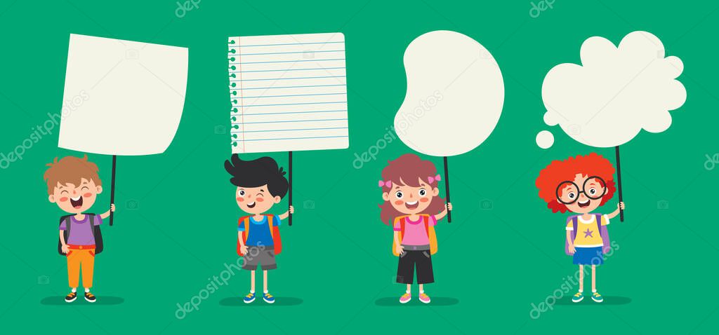 Funny Children Holding Blank Placard