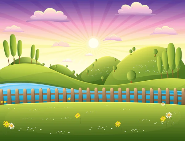 Paisaje Vector Ilustración — Vector de stock