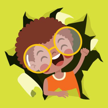 Çizgi filmci çocuk kağıdı yumrukluyor.