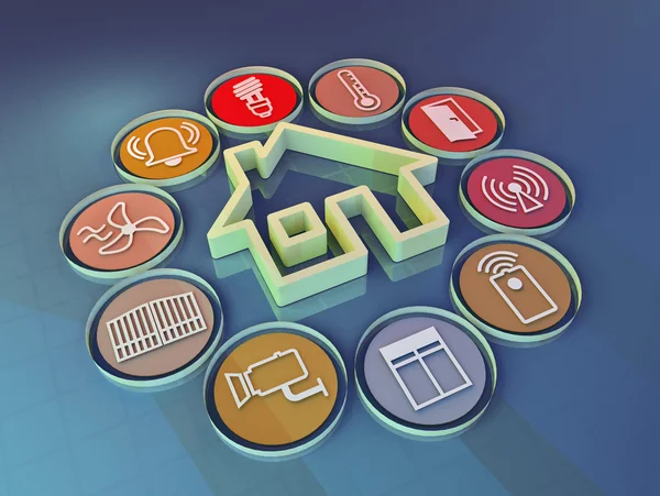 3d render illustration of icons symbolizing the smart home — Stock Photo, Image