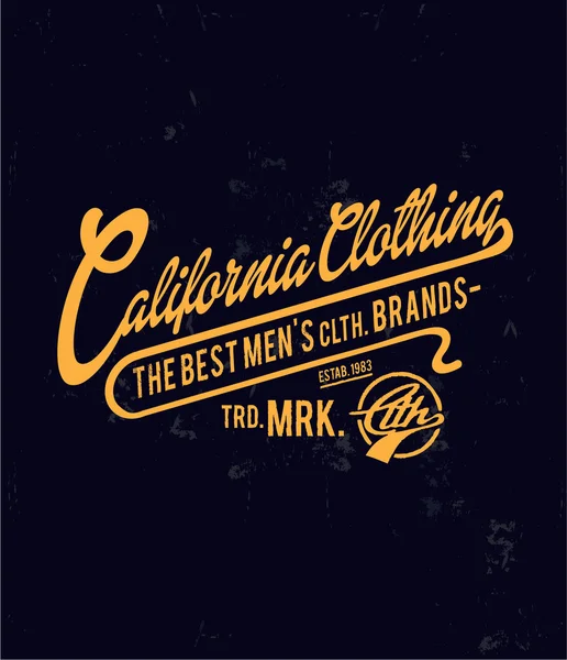 Emblema vintage con ropa de California — Vector de stock