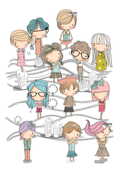 дети в разных платьях
