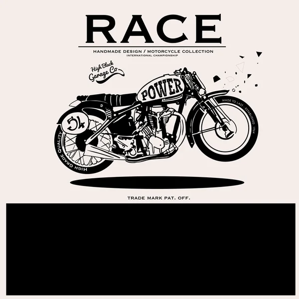 Emblema vintage con motocicleta — Vector de stock