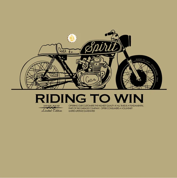 Emblème vintage avec moto — Image vectorielle