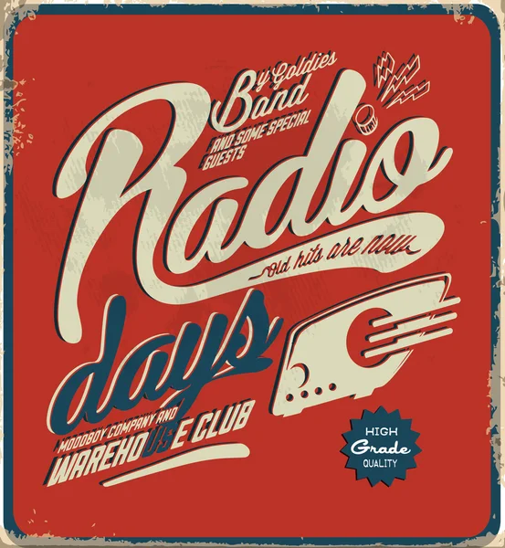 Vintage emblem radio — Stock Vector