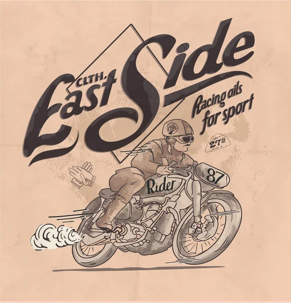 Motosiklet ile Vintage amblemi — Stok Vektör