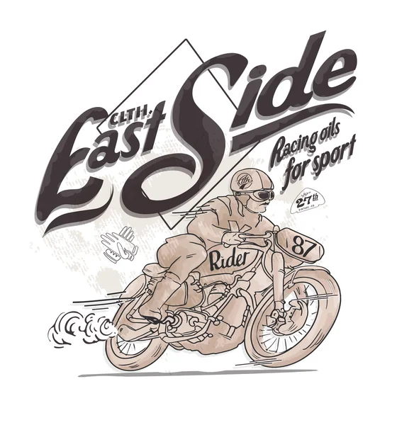 Emblema vintage con motocicleta — Vector de stock