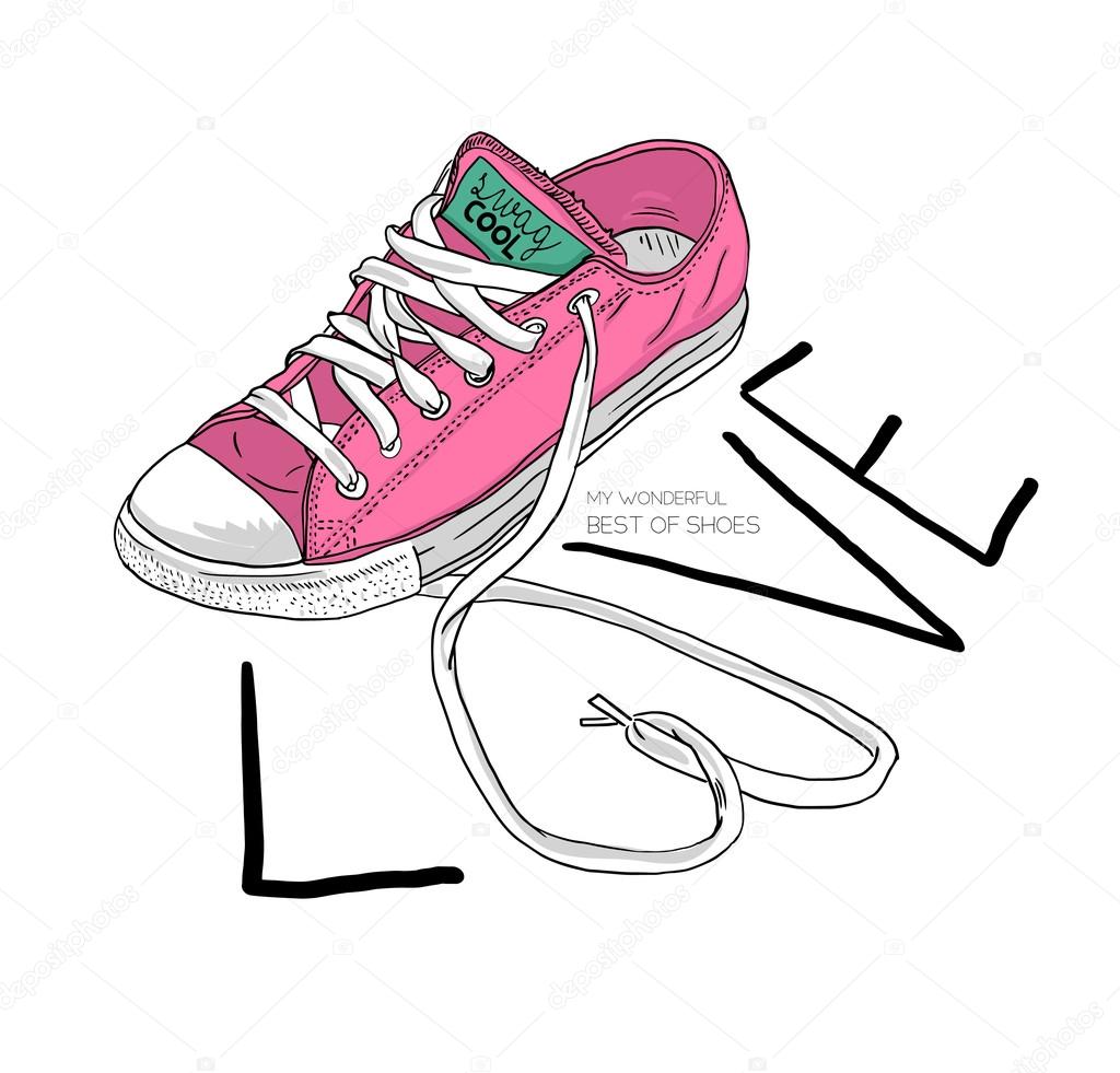 pink shoes with word love