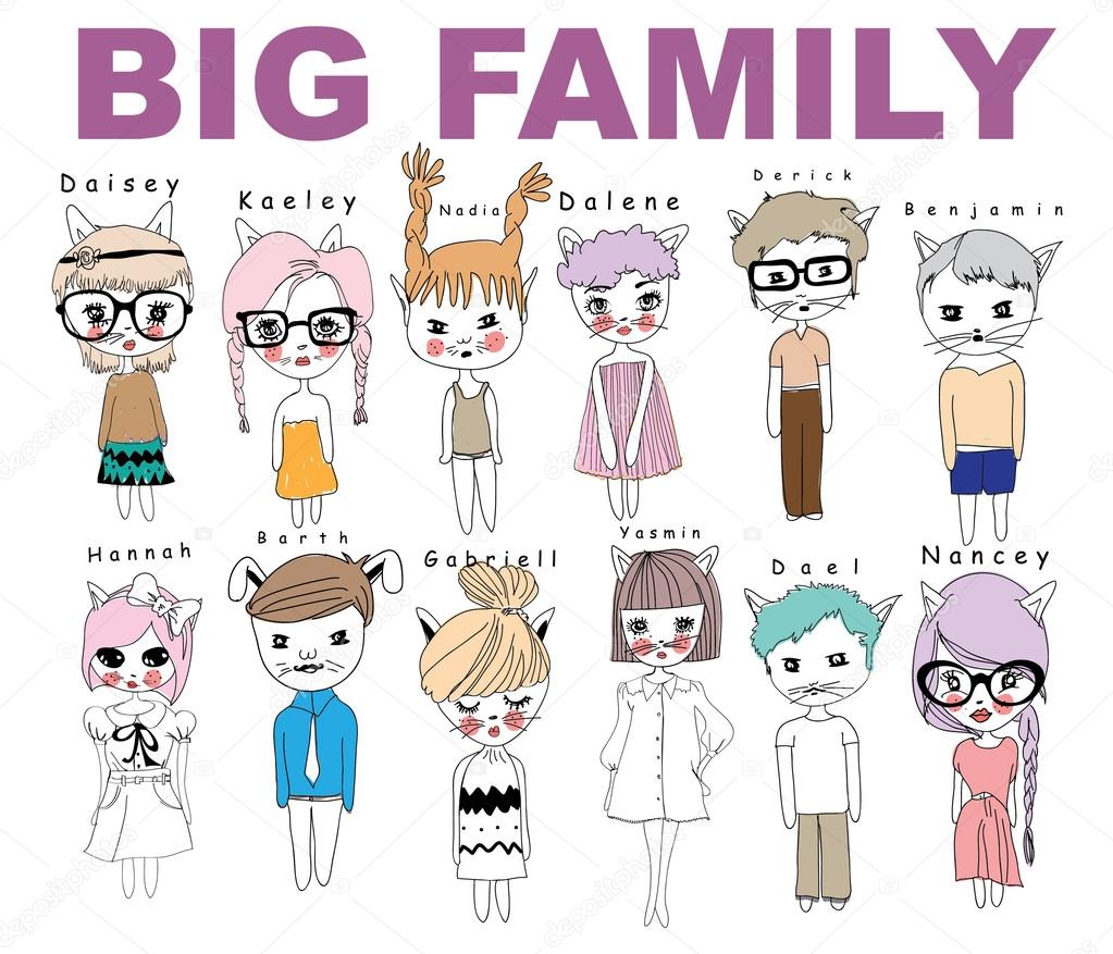 big funny family with animals ears