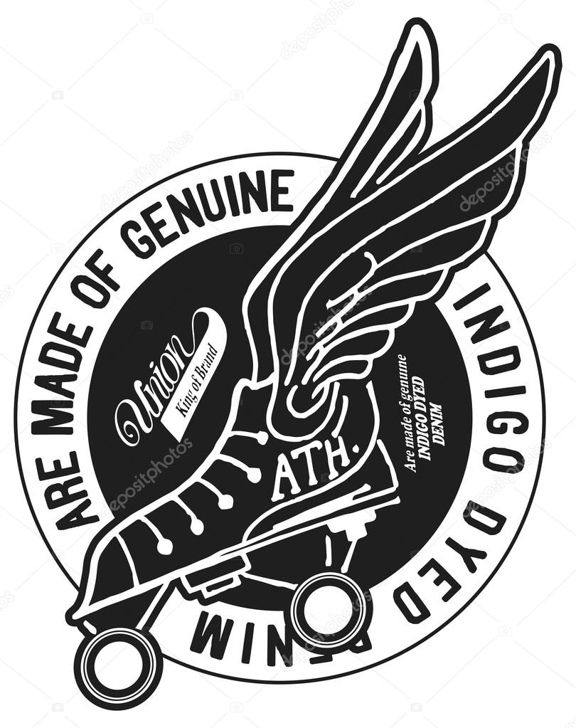 Emblem roller skate with wings — Stock Vector © depositphotos01 97178980