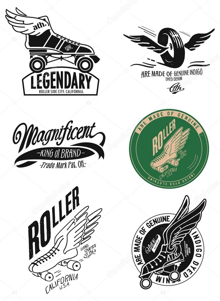 Emblems roller skates with wings — Stock Vector © depositphotos01 97179072