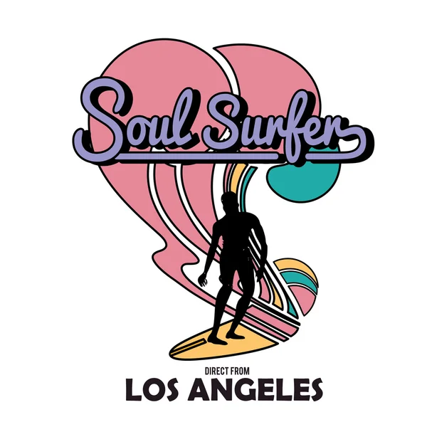 Vintage embleem met soul surfer — Stockvector