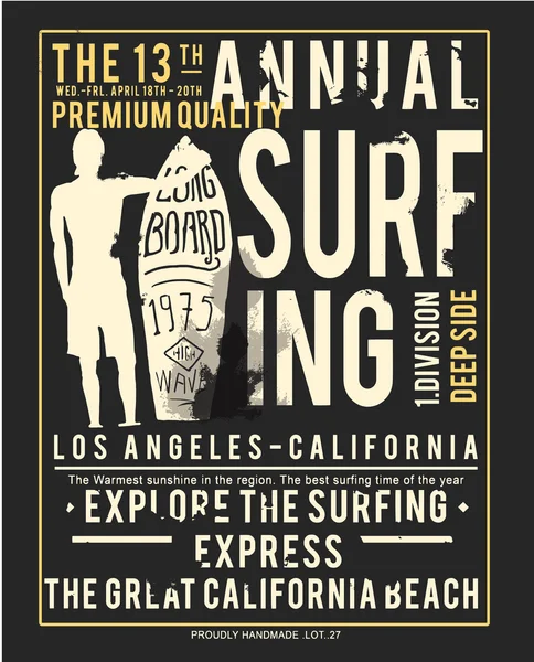 Emblema vintage com surf —  Vetores de Stock