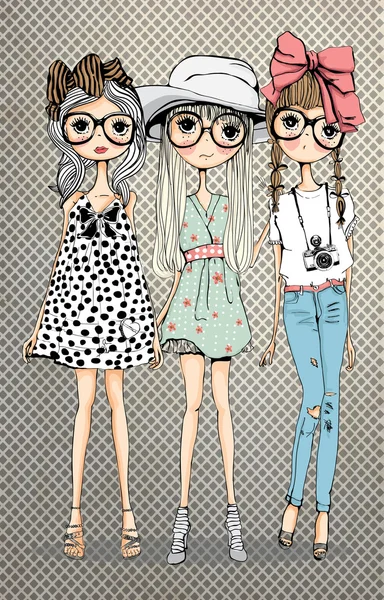 Hermosas chicas en gafas graduadas — Vector de stock