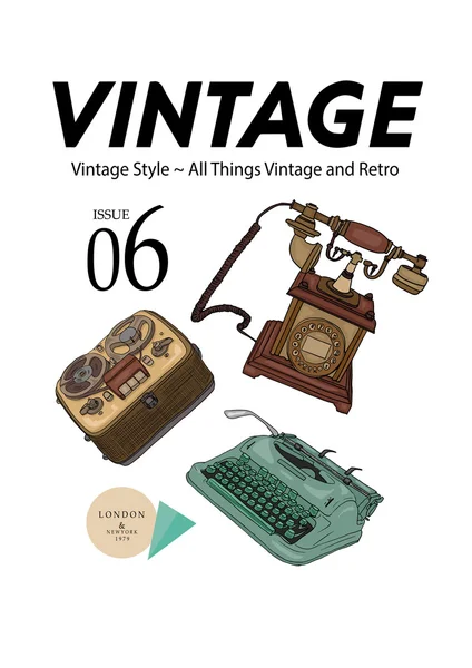 Vintage retro set schets — Stockvector