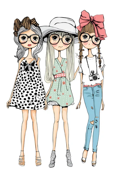 Hermosas chicas de moda — Vector de stock