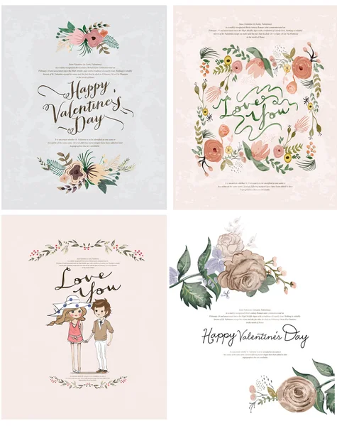 Tarjetas románticas de San Valentín — Vector de stock