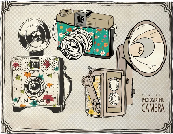 Old vintage cameras — Stock Vector