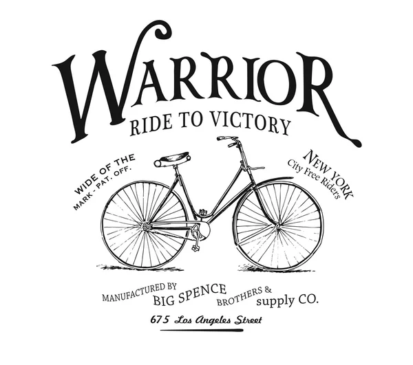 Emblema vintage com bicicleta —  Vetores de Stock