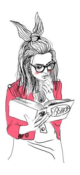 Şerit ve kitap ile kız