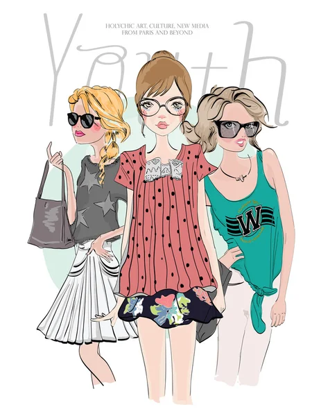 Beautiful young girls — Stock Vector