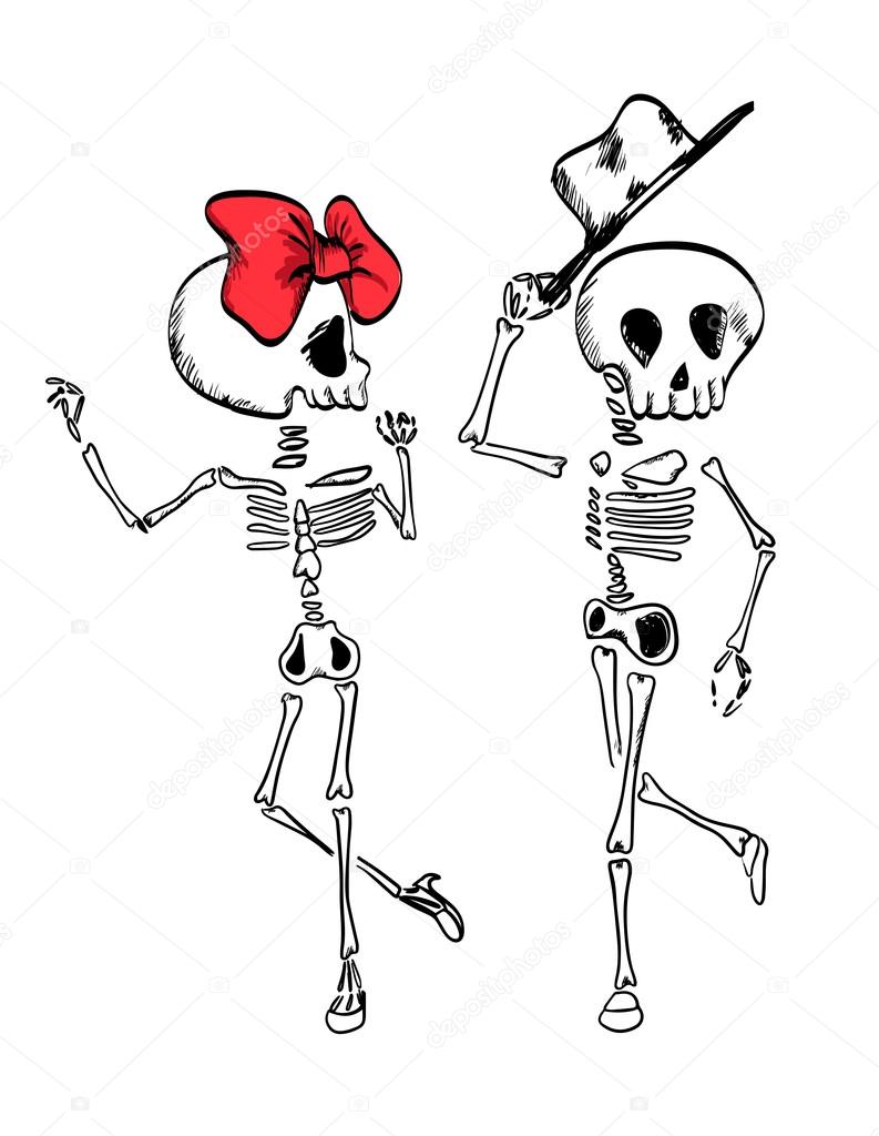 skeletons dance with ribbon