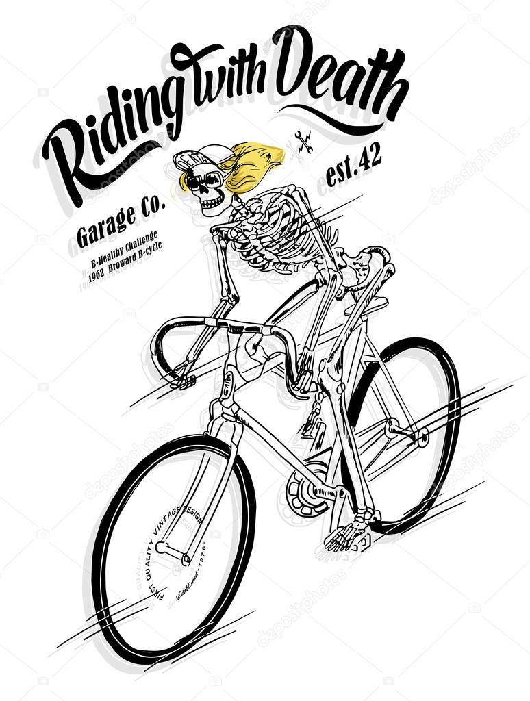 Skeleton Riding Bicycle Stock Vector Image By ©depositphotos01 97184346