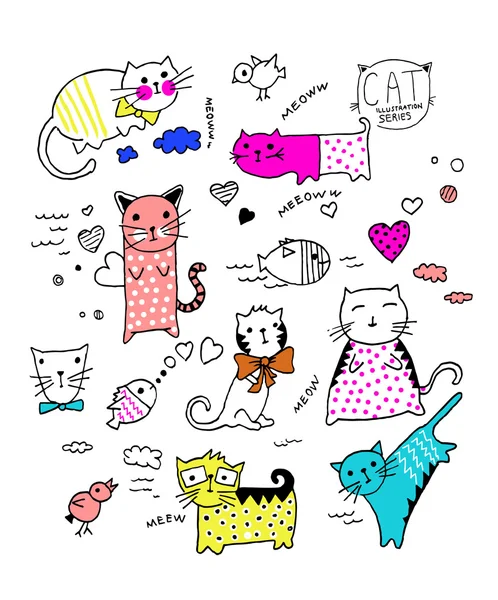 Collection de chats mignons — Image vectorielle