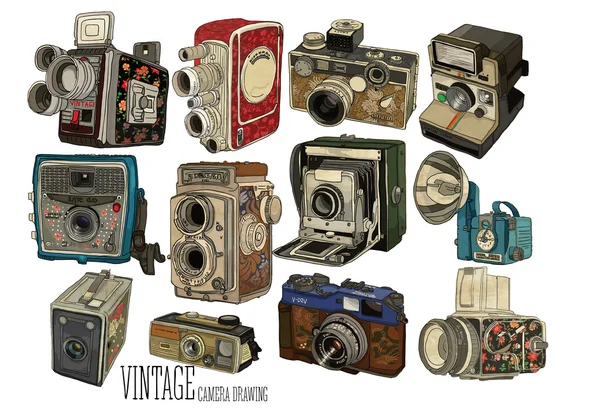 Старые винтажные камеры — стоковый вектор