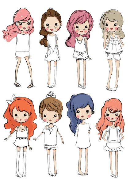 Hermosas chicas de moda — Vector de stock