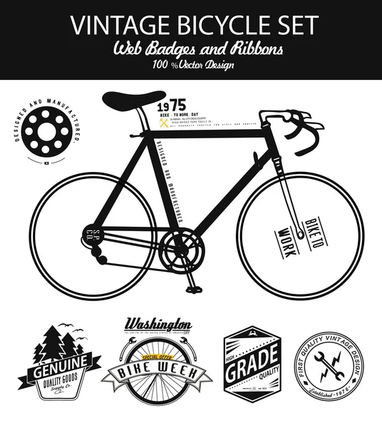 Emblemen met retro vintage fiets — Stockvector