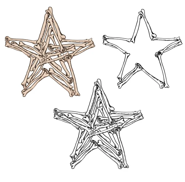 Estrelas de desenho com ossos — Vetor de Stock