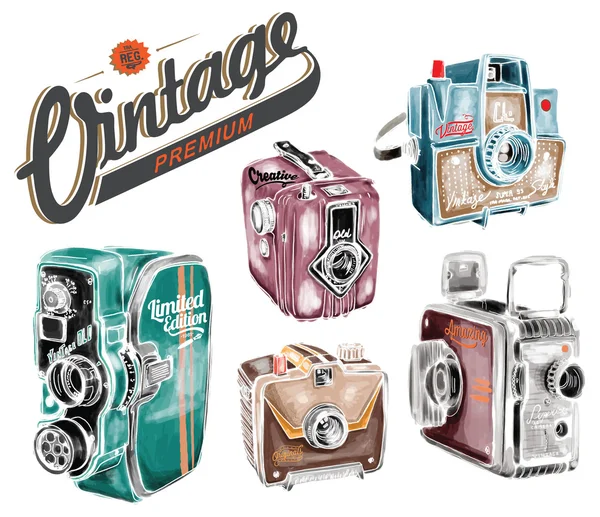 Vecchie fotocamere vintage — Vettoriale Stock