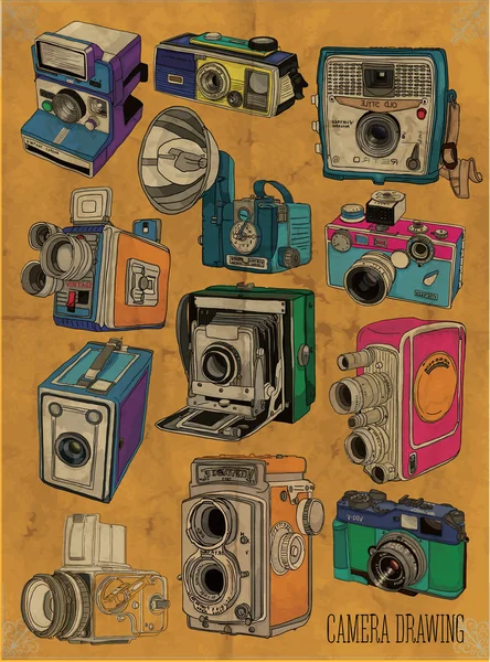 Старые винтажные камеры — стоковый вектор