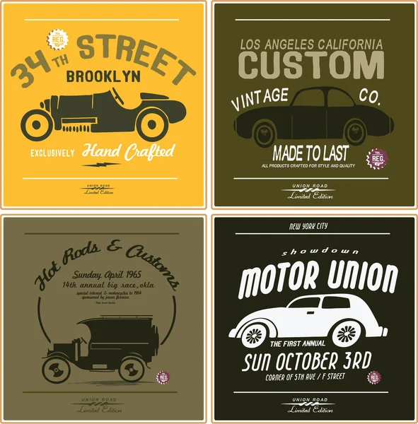 Emblemas con autos retro — Vector de stock