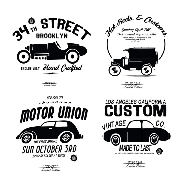 Emblems with retro autos — Stock Vector
