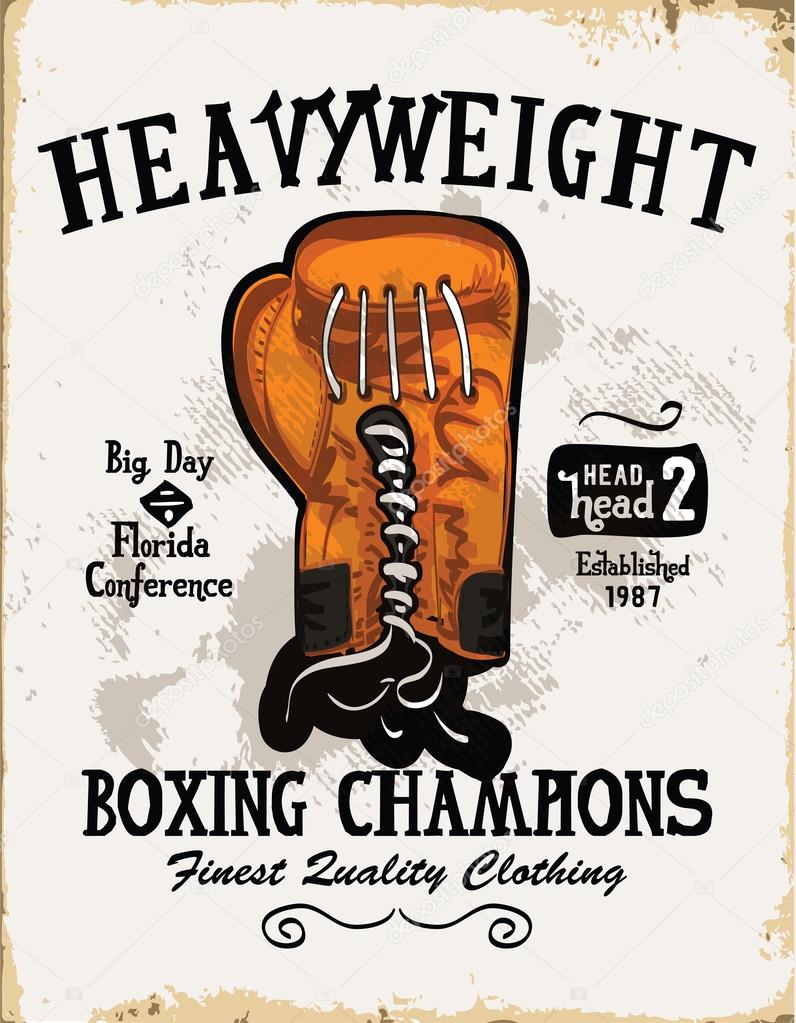 vintage emblem with boxing glove